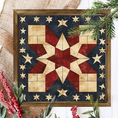 Vintage Star Quilt Flag Wooden Plaque Patriotic Farmhouse American Home Decor