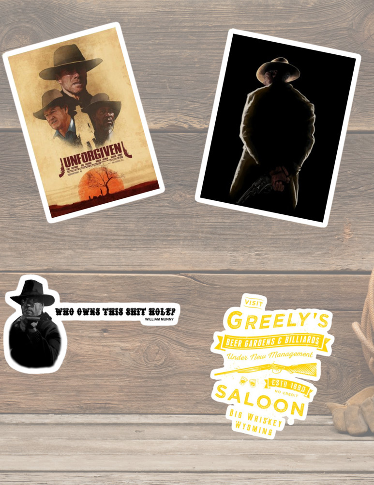 Unforgiven 90’s Western Movie 4pc Stickers Pack