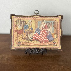 Vintage Betsy Ross And The American Flag, Wooden Wall Art, Hang Plaque