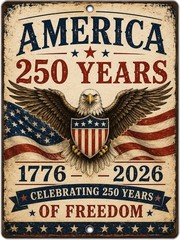 America 250 Years 1776-2026 Patriotic Eagle Metal Sign USA Freedom 8×12 Aluminum