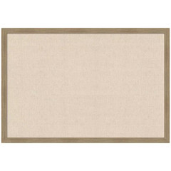 Woodgrain 26 In. X 38 In. Brown Wood Framed Neutral Linen Memo Board