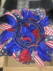 Deco Mesh Summer Patriotic USA Wreath 4th of July Medium size 17″