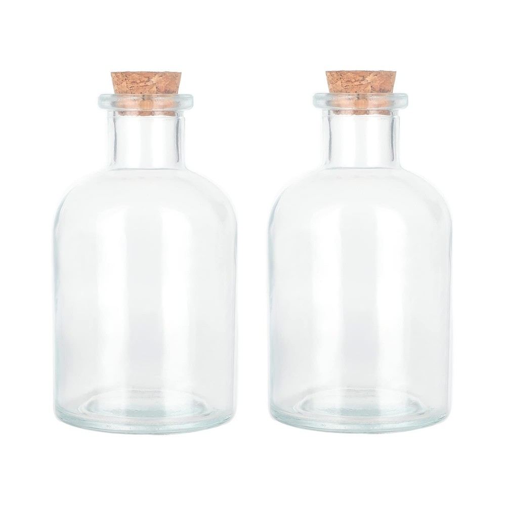 Magic Season Decorative Glass Bottles – 5 fl oz. Round / 2 Pcs, Clear