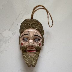 Guatemalan Painted Multicolor Wood Tribal Mask Decorative Wall Mounted Decor