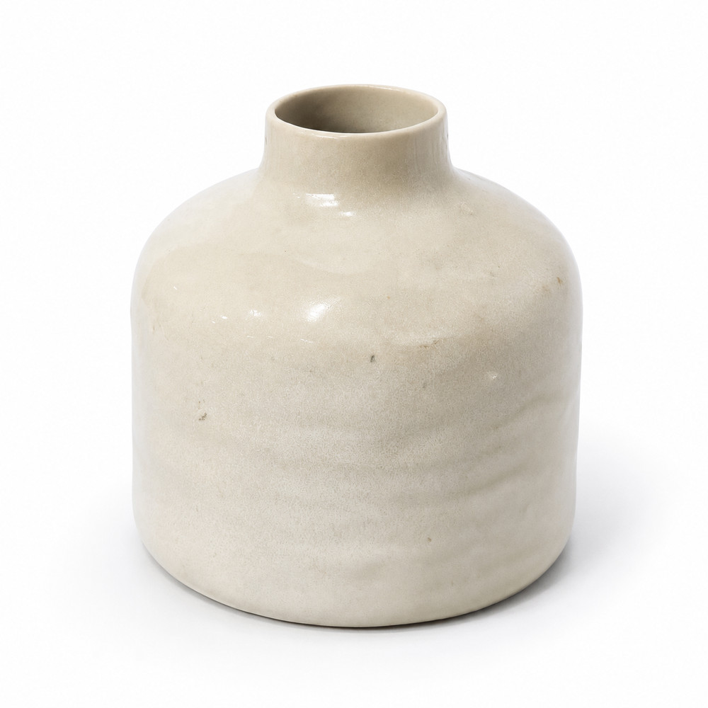 Ivory Ceramic Vase Heavy Minimalist Modern Farmhouse Neutral Home Decor