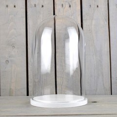 Medium Glass Dome Display Cover Cloche White Base Height 30 x 20 cm