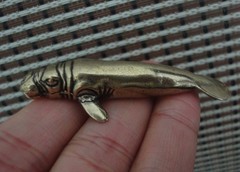 Solid Brass Sea Lion Metal Figurine Vintage Bronze Color Statue for Home Decor
