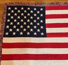 Classics Simply Country US Flag Throw Afghan Fringed Cotton Patriotic USA 48×39”