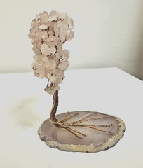 Rose Quartz Gemstone Wire Tree Healing Crystal Feng Shui Decor Gift Bonsai