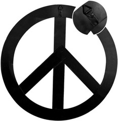 Rustic Red Metal Antiqued Groovy Peace Hanging Sign Hippie Home Door Decoration