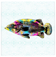 Large Ceramic tile 6×6 or 8×8 Fish 5 Multicolor Printed in USA art L.Dumas