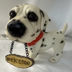 Welcome Dalmatian Dog Figurine Plastic Resin Vintage