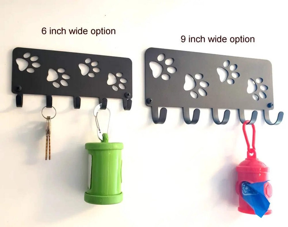 Walking Paws Small Dog Leash & Wall Key Rack Hanger 5 Hooks -6inch -Made in USA