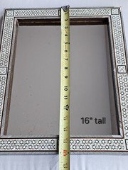 Vintage Egyptian MOTHER OF PEARL Mosaic Inlay MIRROR Handmade Arabesque, 13×16″