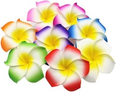 100Pcs Mixed Colors Foam Hawaiian Frangipani Artificial Plumeria Flower Petal
