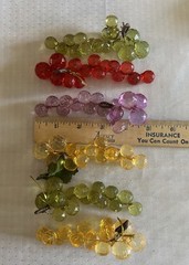 Vintage 9 Acrylic Grape Faceted Clusters Home Decor/Crafts Multi Colors