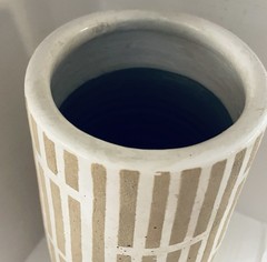 Target Brand Beige Stoneware Vase Geometric Pattern 6.5” X 12”
