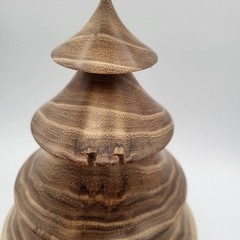 Handmade Wood Christmas Tree Medium Brown Turned Log Slice Base Tabletop Decor