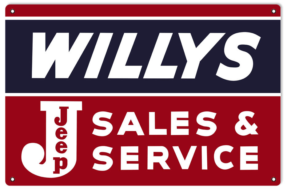 Willys Jeep Reproduction Gas Station Man Cave Metal Sign 18 x 30 In RVG189