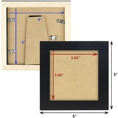 4×4 Black Picture Frames Square Classic Natural Wood 6 Pack for Wall Mounting…