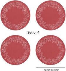 Martha by Martha Stewart | Wreath Placemat in Crimson – Set of 4 – Easy Care