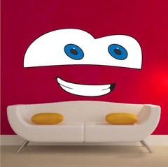 Cars Face Cartoon Wall Decal Lightning McQueen Pixar Kids Room Movie, e32
