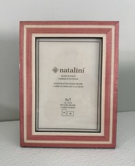 NEW Natalini Handmade 5 x 7″ Italy Lacquer Photo Picture Frame Wood Pink Cream