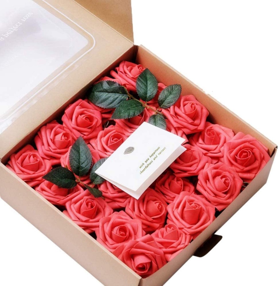 Artificial Rose Flowers 50pcs Red Fake Roses Artificial Foam Roses Real Looking