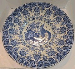 Delfts Blauw RAM Huge 21 Inch Charger Bird Of Paradise Butterfly Scalloped Rim
