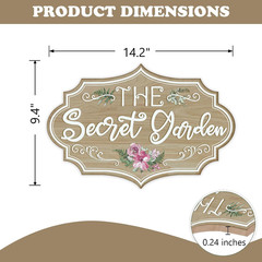 The Secret Garden Front Door Sign, Gardening Horticulture Floral Wood Plaque