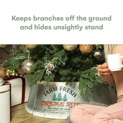 Galvanized Christmas Tree Collar – Adjustable Metal Skirt for Large to Small …