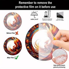 Acrylic Phoenix Round Hanging Decor Colorful Mythical Bird Art for Home Window