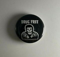 Drug Free Misfits Straight Edge 1″ Button D003B Badge Pin
