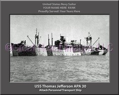 USS Thomas Jefferson APA 30 Personalized Canvas Ship Photo Print Navy Veteran