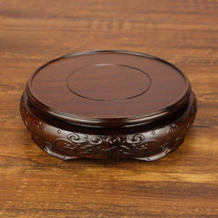 Ebony Wooden Base Embossed Bonsai Flowerpot Display Stand Pedestal Vintage Decor