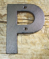Cast Iron Industrial LETTER P Sign Rustic Brown 5″ tall Alphabet