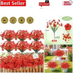 Ultra-Realistic Outdoor Faux Flowers – 12 Bundles, Easy Care & Customizable