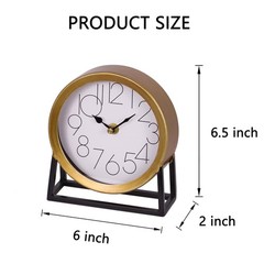Modern Golden Table Clock on Stand, Decorative Desk and Shelf Clock, Mantel C…