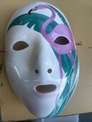 Vandor Pelzman Designs Flamingo Ceramic Face Mask 1981 Wall decor made in Japan