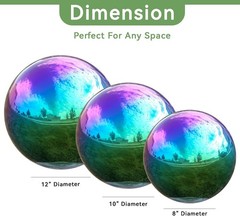 10-Inch Rainbow Gazing Globe Mirror Ball in Stainless Steel for Elegant Gardens