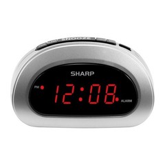Digital Sharp Alarm Clock, Cosmic Silver, Easy to Set Controls, Red LED Display