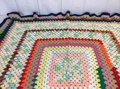 Boho handmade Crocheted Granny Square Afghan 49”x 51” Double Bed Size Vintage