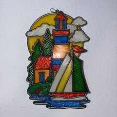 Lighthouse Plastic Window Hangings Panel, Suncatcher