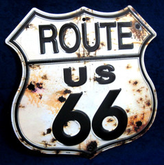 ROUTE 66 Rusty Shield -*US MADE* Embossed Metal Sign – Man Cave Garage Bar Décor
