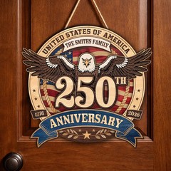 Wooden Sign with Rope Patriotic American Freedom Anniversary Decor