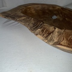 Live Edge Burl Wood Bowl Natural Root Centerpiece Hand Carved Organic Teak 16”