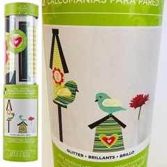 DCWV Decal Wall Art Birdhouses With Birds, Heart, Flower Regular Peel & Stick