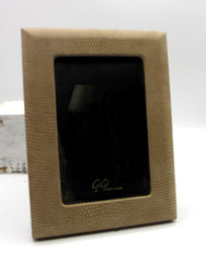 Picture Frame Holds 4×6″ Photo Leather Graphic Image Beige