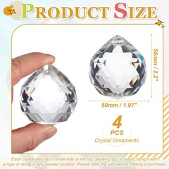 4 Pack 56mm / 2.2Inch Crystal Ball Prisms, Clear