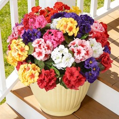 Artificial Geraniums Silk Artificial Flowers for Outdoor Indoor, 6 Mixed Colors